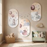 Urocze Obrazy Elipsy z Króliczkami | Różowa ozdoba na ścianę do pokoju dziewczynki 42217 - miniaturka 5