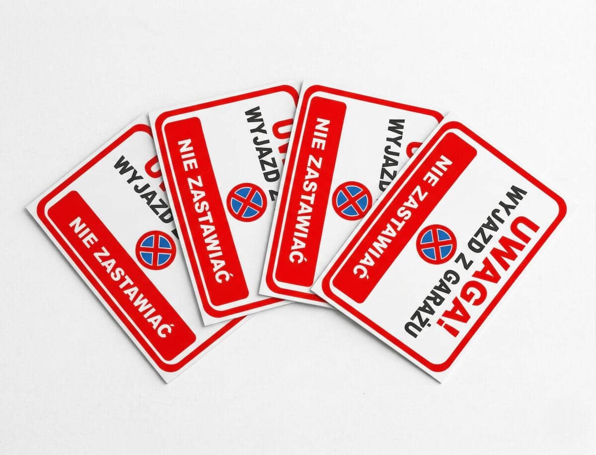 Tabliczka ostrzegawcza- UWAGA! Wyjazd z garażu - Nie zastawiać 82408 - zdjęcie 4