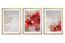 Elegancki Zestaw 3 Plakatów- Czerwone Kwiaty, Maki | Tryptyk Glamour ze złotymi akcentami 42248 - miniaturka 9
