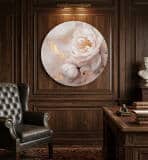 Elegancki Obraz Okrągły – Różowe Kwiaty Piwonii i Złote Akcenty | Styl Glamour 82413 - miniaturka 5