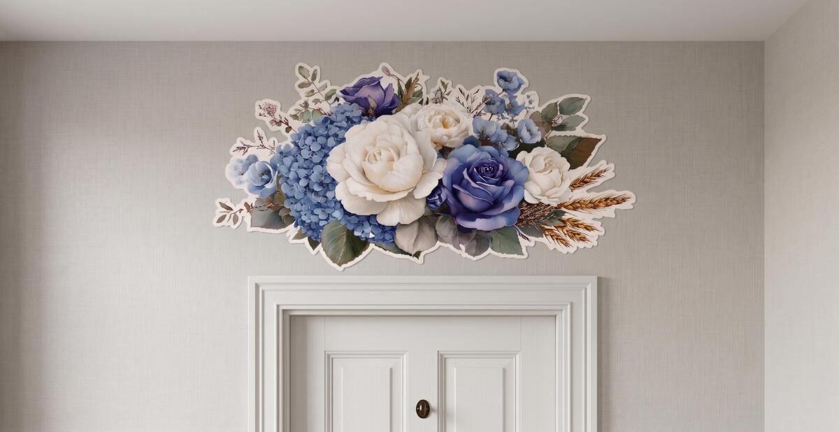 Naklejka na ścianę- Bukiet Kwiatów- Hortensje i Róże w stylu boho T82467 - zdjęcie 8