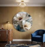 Stylowy Okrągły Obraz – Pastelowe Kwiaty Magnolii | Dekoracja do Salonu i Sypialni | Obraz HDF 82410 - miniaturka 4