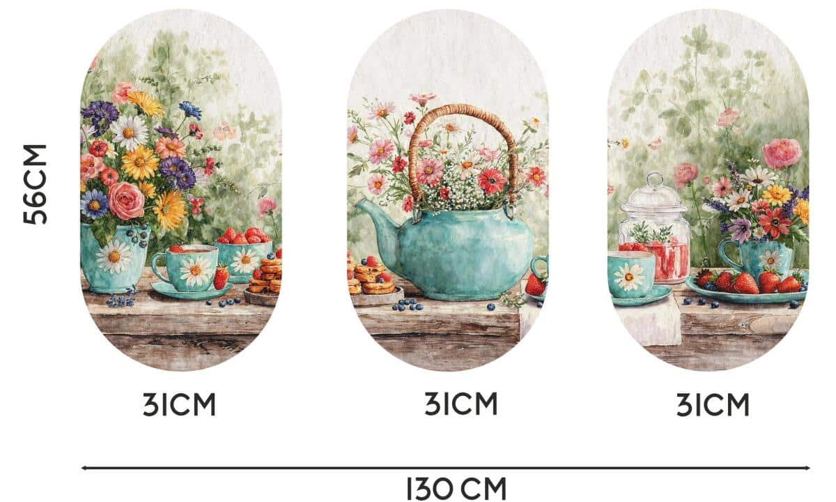 Romantyczny Tryptyk do kuchni | Obrazy Owalne- Kwiaty i Owoce Akwarela 51103 - zdjęcie 5