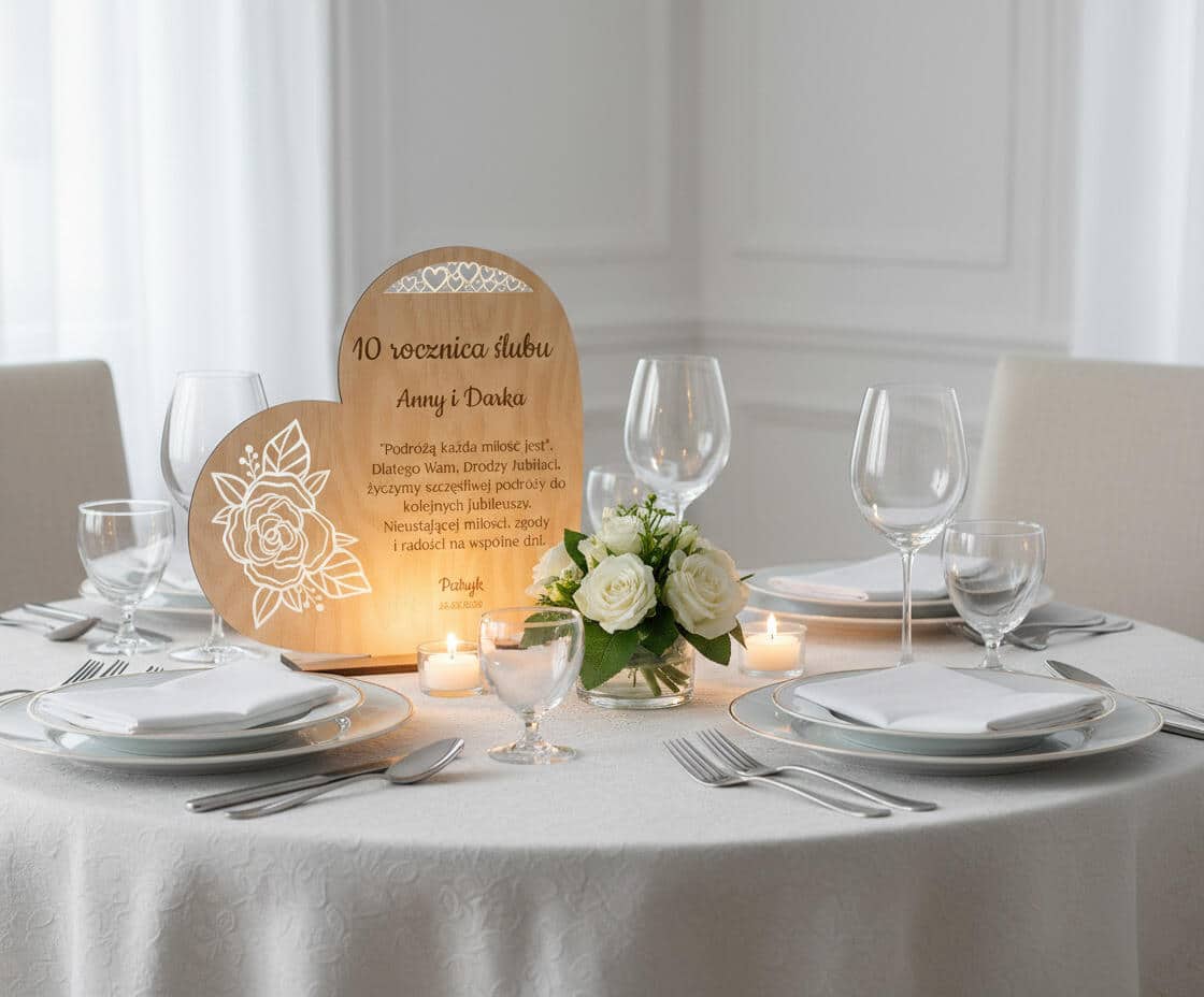 Drewniana Lampka LED z grawerem- Prezent na Rocznicę Ślubu 82386 - zdjęcie 2