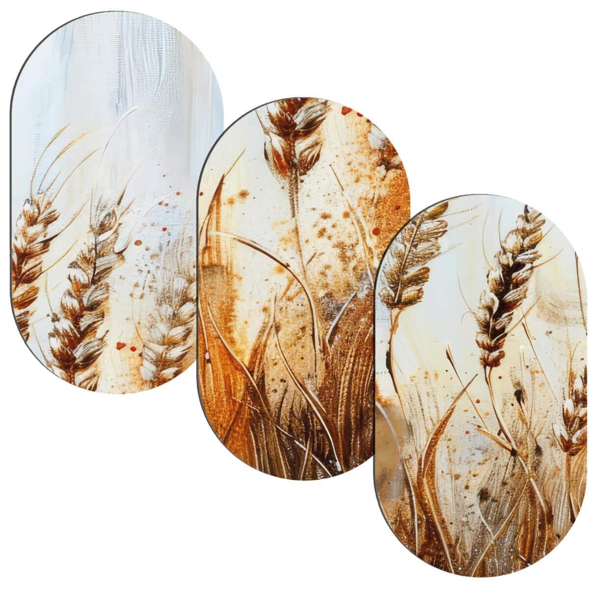 Tryptyk do salonu- Złote Kłosy Zboża | Obrazy w stylu rustykalnym, boho 42242