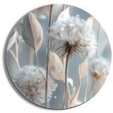 Okrągły Obraz w beżu i błękicie  – Subtelne dmuchawce | Elegancka dekoracja do wnętrz boho 82411 - miniaturka 1