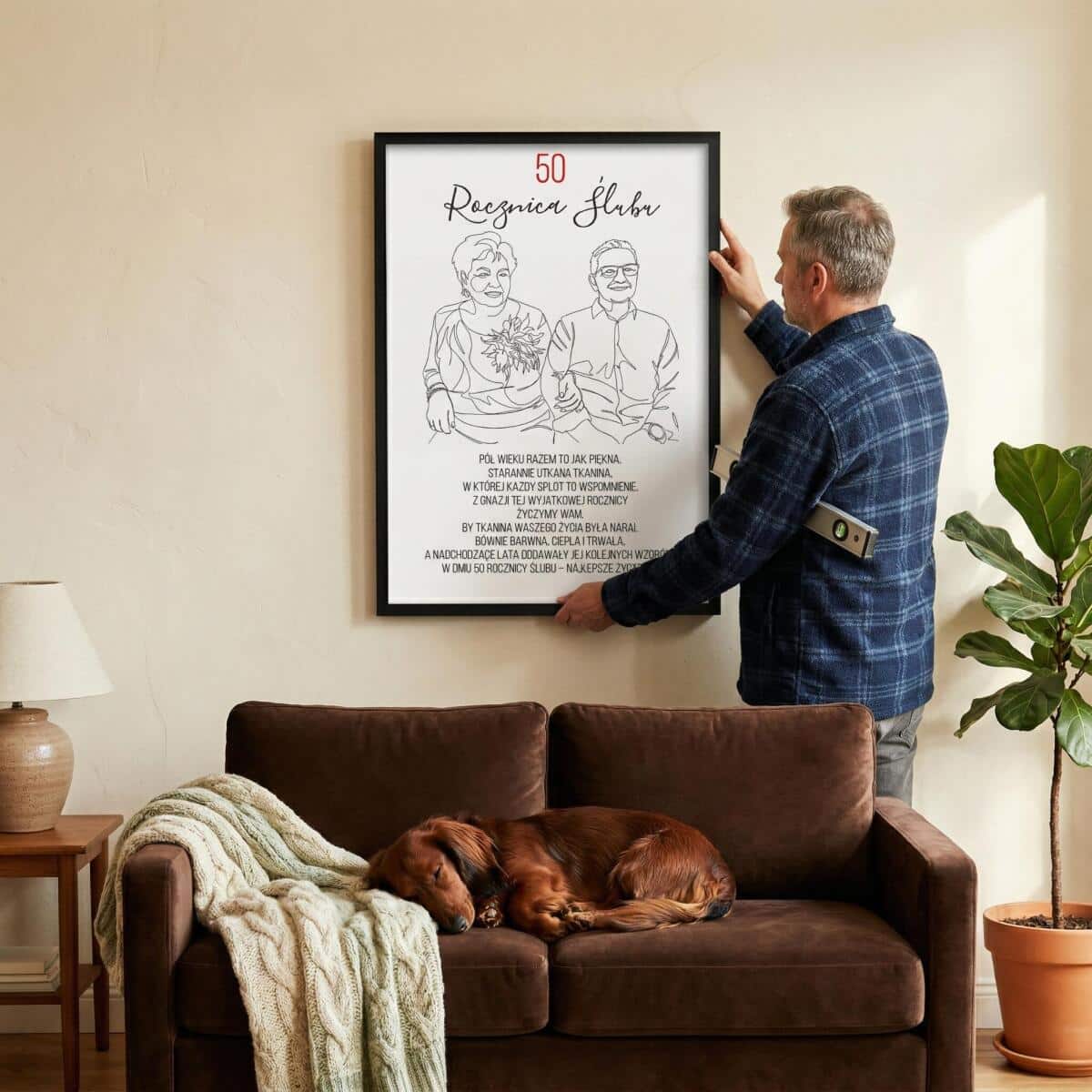 Prezent na 1 Rocznicę Ślubu | Plakat ze zdjęcia w stylu Line Art  82463-1 - zdjęcie 6