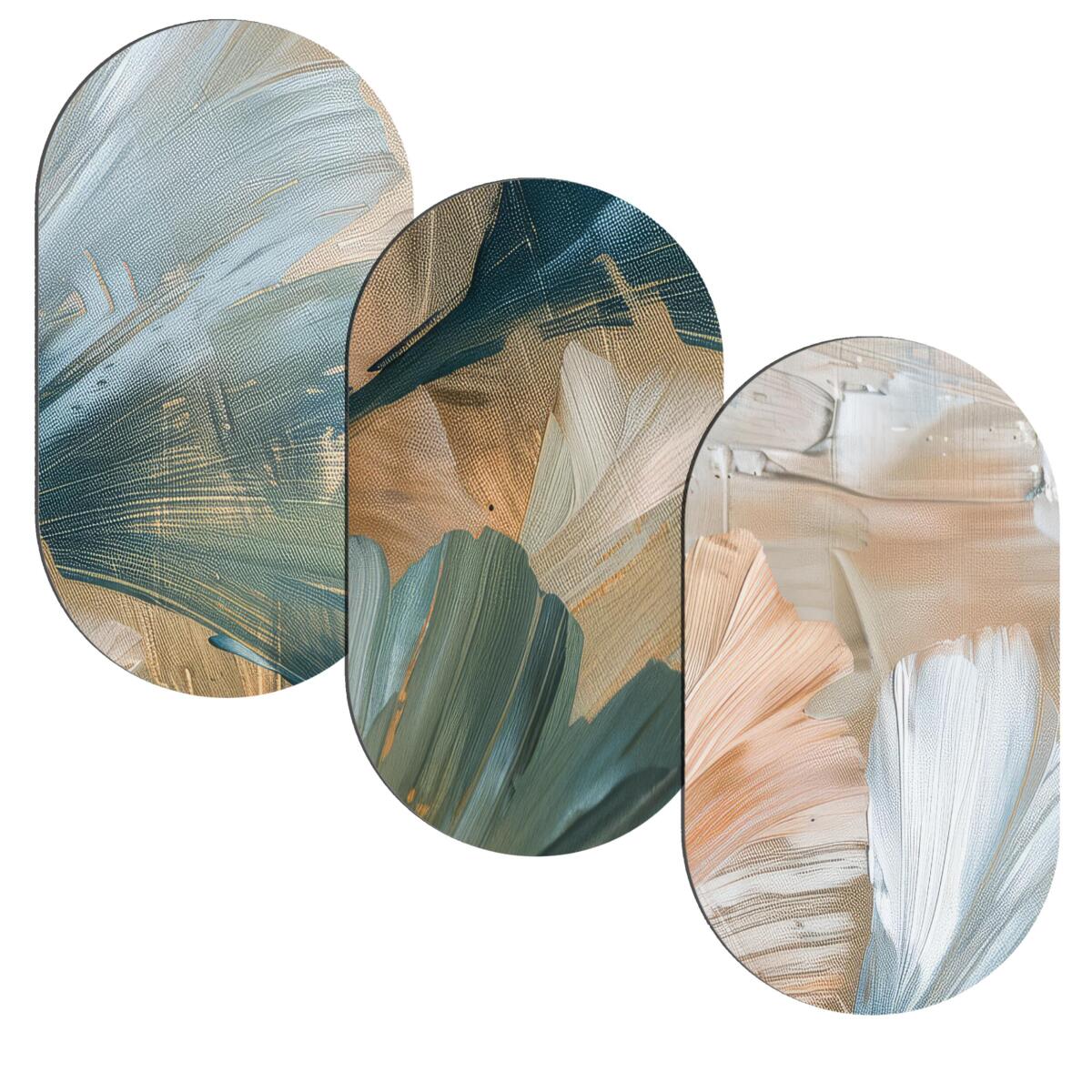 Nowoczesny Tryptyk Elipsy w kolorach ziemi | Organiczne kształty Abstrakcja 42240
