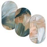 Nowoczesny Tryptyk Elipsy w kolorach ziemi | Organiczne kształty Abstrakcja 42240 - miniaturka 1