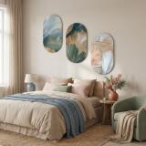 Nowoczesny Tryptyk Elipsy w kolorach ziemi | Organiczne kształty Abstrakcja 42240 - miniaturka 6