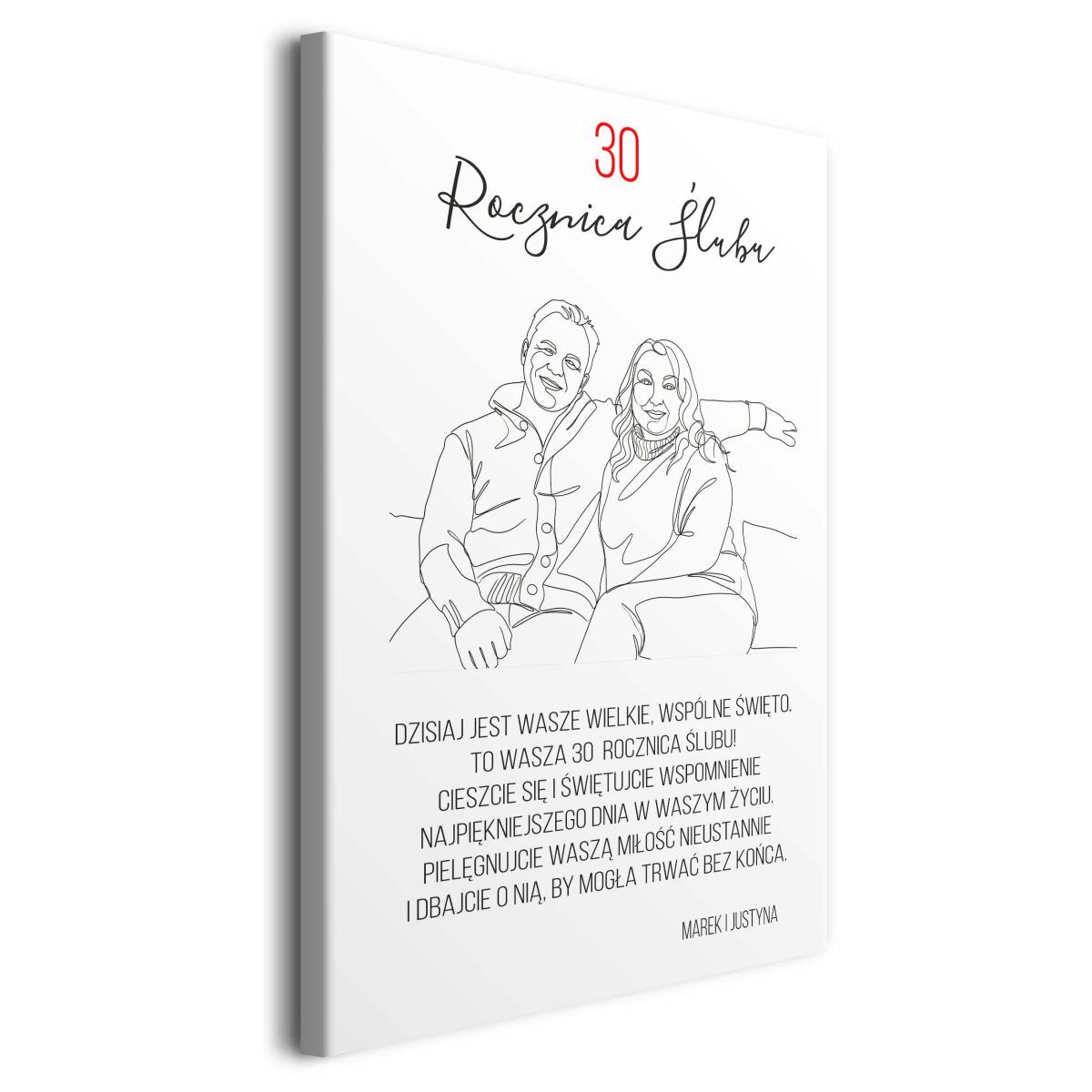 Personalizowany Prezent na 30 Rocznicę Ślubu – Obraz Line Art z Własnego Zdjęcia 82462-30 - zdjęcie 3