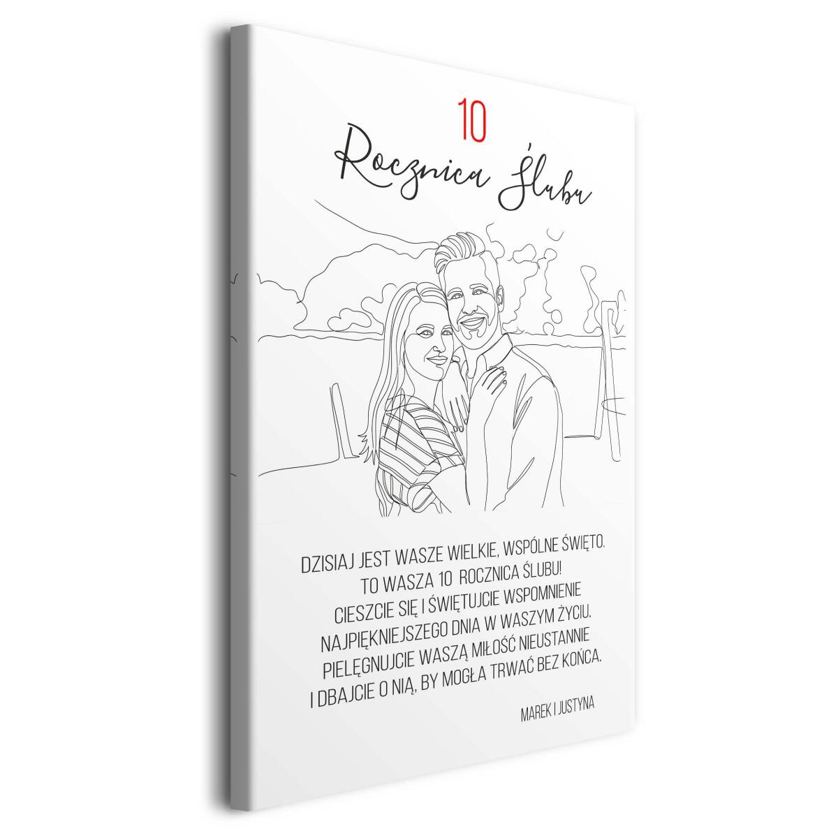 Oryginalny Prezent na 10 Rocznicę Ślubu- Portret w stylu Line Art | Obraz ze zdjęcia 82462-10 - zdjęcie 3