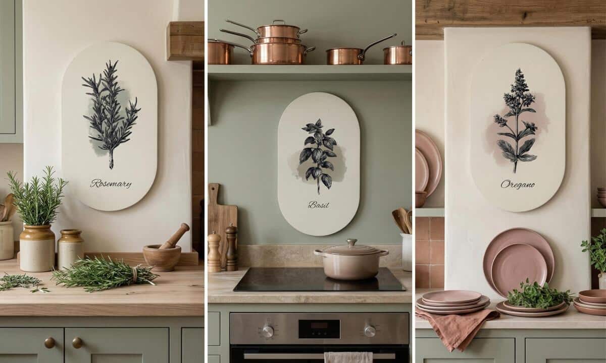 Retro Ilustracje Ziół - Obrazy Owalne, Elipsy | Dekoracja ścienna do kuchni, jadalni 51100 - zdjęcie 4