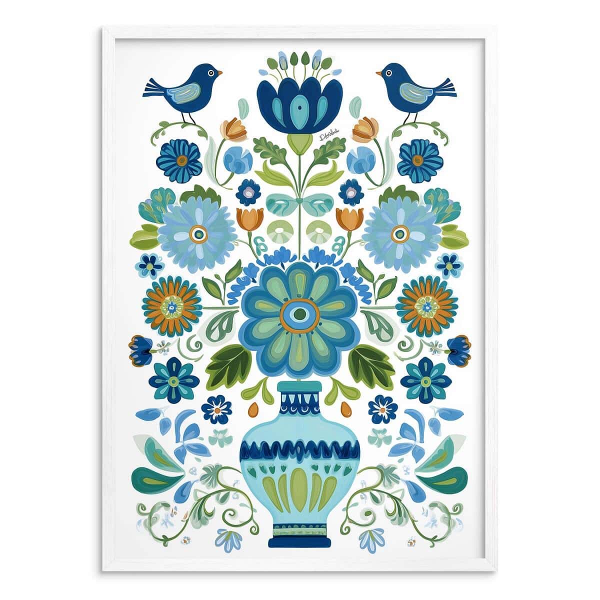 Niebieski Plakat w stylu ludowym | Obraz na ścianę do wnętrz w stylu rustykalnym 82431 - zdjęcie 6