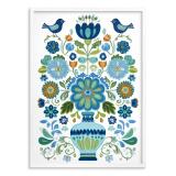 Niebieski Plakat w stylu ludowym | Obraz na ścianę do wnętrz w stylu rustykalnym 82431 - miniaturka 6