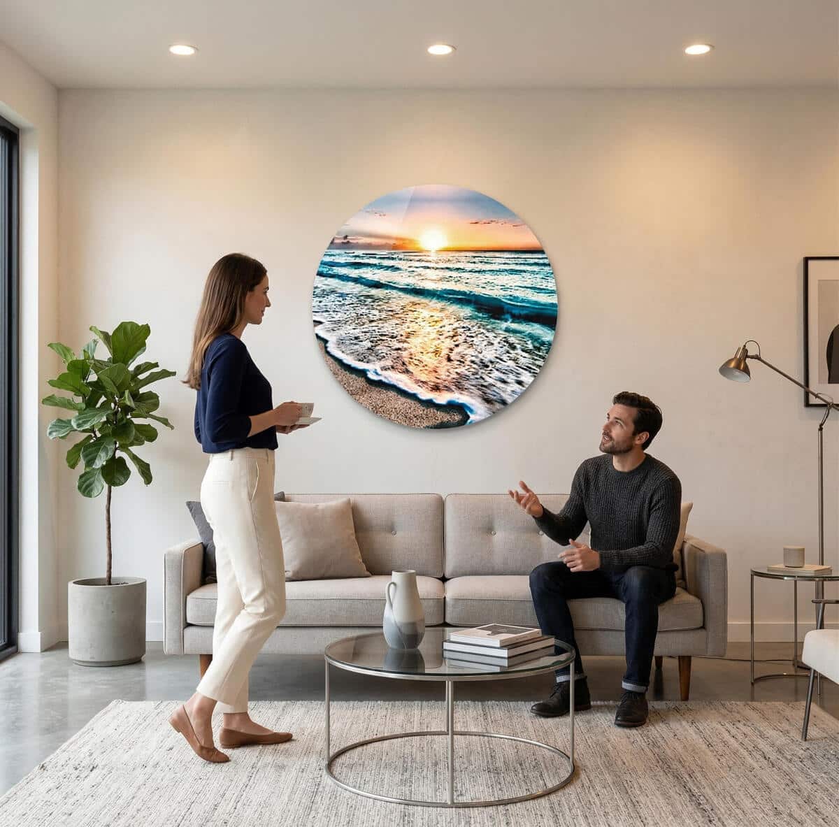 Obraz Koło na ścianę- Morze, Plaża, Zachód Słońca | Nadmorski Krajobraz 82417 - zdjęcie 3