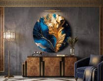 Luksusowy Obraz Okrągły w stylu Glamour- Abstrakcja Granat i złoto 82412 - miniaturka 2