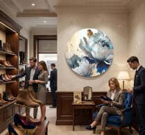 Nowoczesny Obraz na ścianę Koło- Kwiaty w odcieniach błękitu i złota Glamour 82420 - miniaturka 3