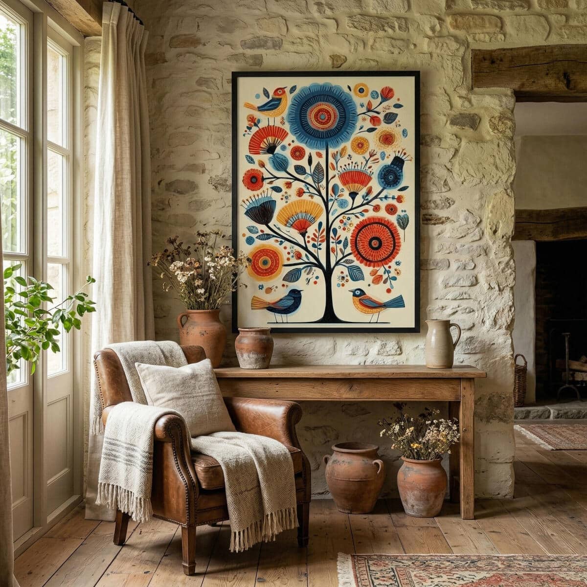 Artystyczny Plakat Folk- Drzewo Życia | Kolorowa dekoracja ścienna w stylu etno 82435 - zdjęcie 4