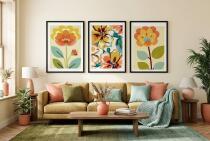 Kolorowe Plakaty Roślinne | Modna dekoracja do salonu w stylu Retro, Vintage 42249 - miniaturka 5