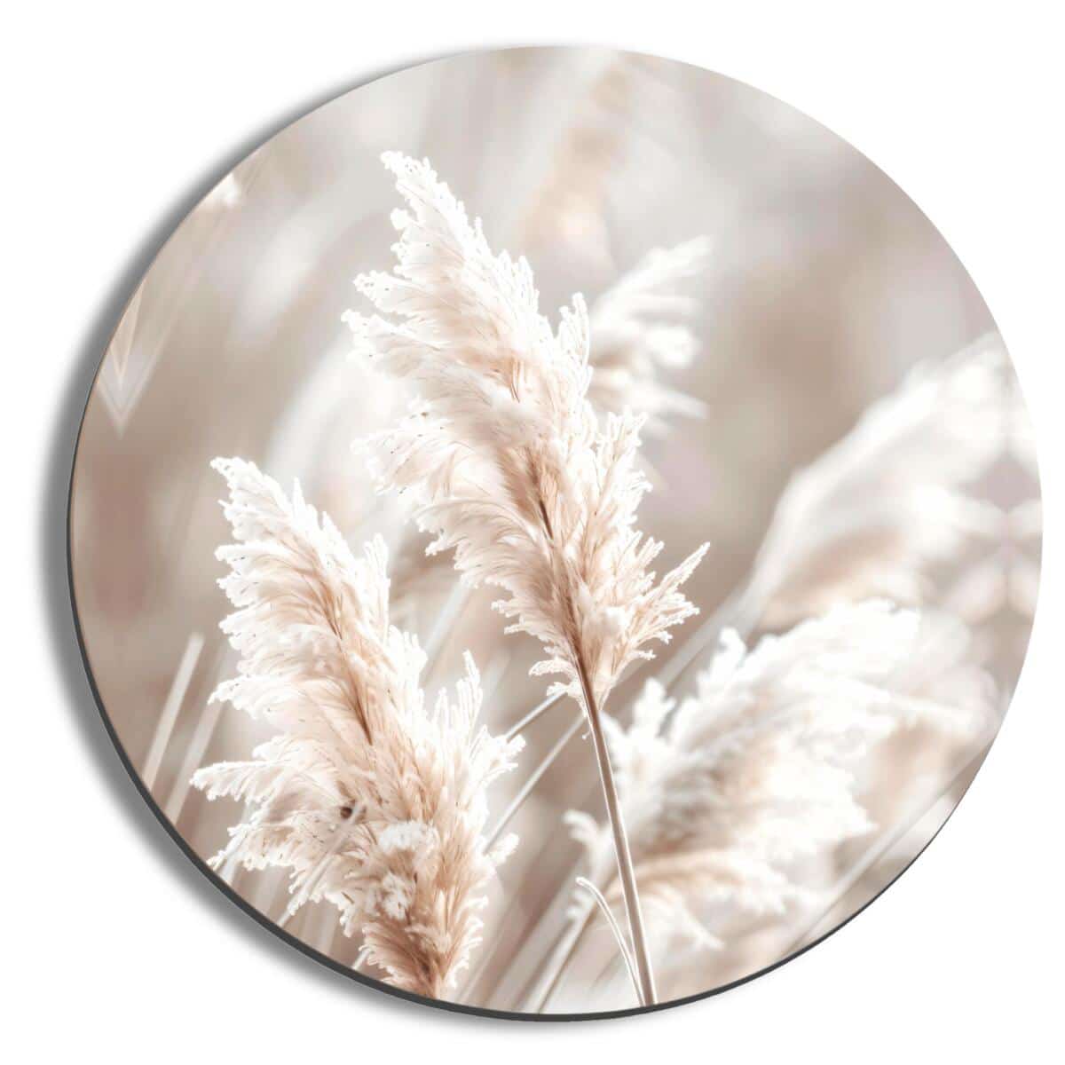 Okrągły Obraz Boho – Trawa Pampasowa | Beżowa dekoracja ścienna do salonu i sypialni 82415