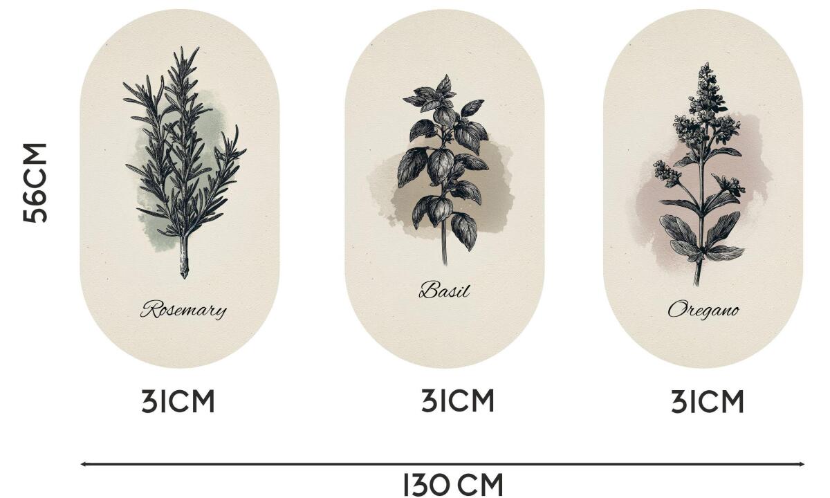 Retro Ilustracje Ziół - Obrazy Owalne, Elipsy | Dekoracja ścienna do kuchni, jadalni 51100 - zdjęcie 6