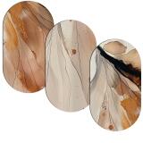 Eleganckie, Owalne Obrazy do Salonu | Beżowo- złota Abstrakcja Fluid Art 42241 - miniaturka 1