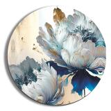 Nowoczesny Obraz na ścianę Koło- Kwiaty w odcieniach błękitu i złota Glamour 82420 - miniaturka 1