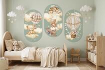 Obrazy dla dzieci, Tryptyk- Misie i Balony | Szałwiowa dekoracja do pokoju chłopca 42218 - miniaturka 4