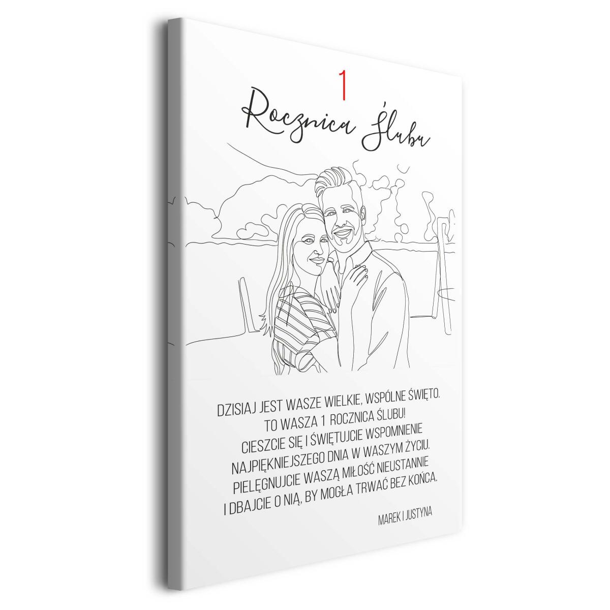 Prezent na Pierwszą Rocznicę Ślubu- Obraz ze zdjęcia, Portret w stylu Line Art 82462-1 - zdjęcie 2