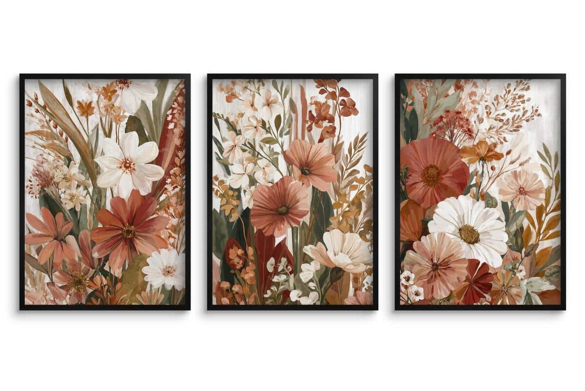 Tryptyk Kwiatowy Boho – Zestaw 3 Plakatów w Kolorach Ziemi 51150 - zdjęcie 7