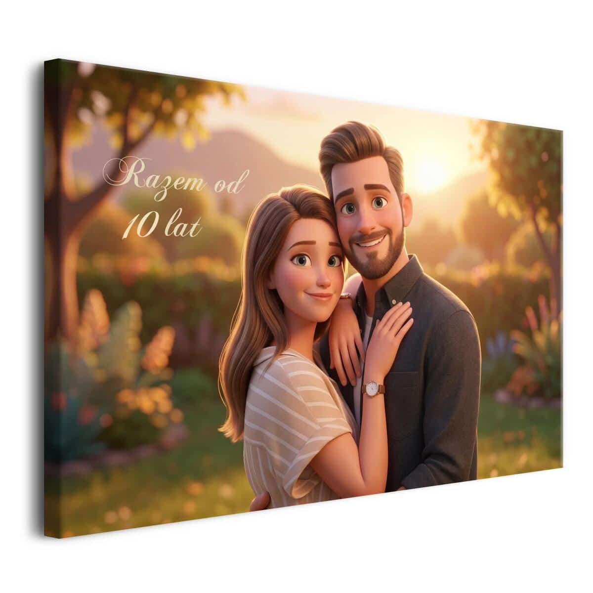 Obraz z własnego zdjęcia- Prezent dla Pary na 10 Rocznicę Ślubu  | Portret w stylu bajki, kreskówki 82459-10 - zdjęcie 2