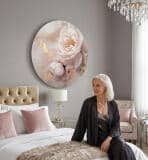 Elegancki Obraz Okrągły – Różowe Kwiaty Piwonii i Złote Akcenty | Styl Glamour 82413 - miniaturka 3