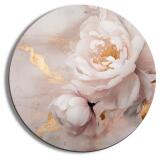 Elegancki Obraz Okrągły – Różowe Kwiaty Piwonii i Złote Akcenty | Styl Glamour 82413 - miniaturka 1