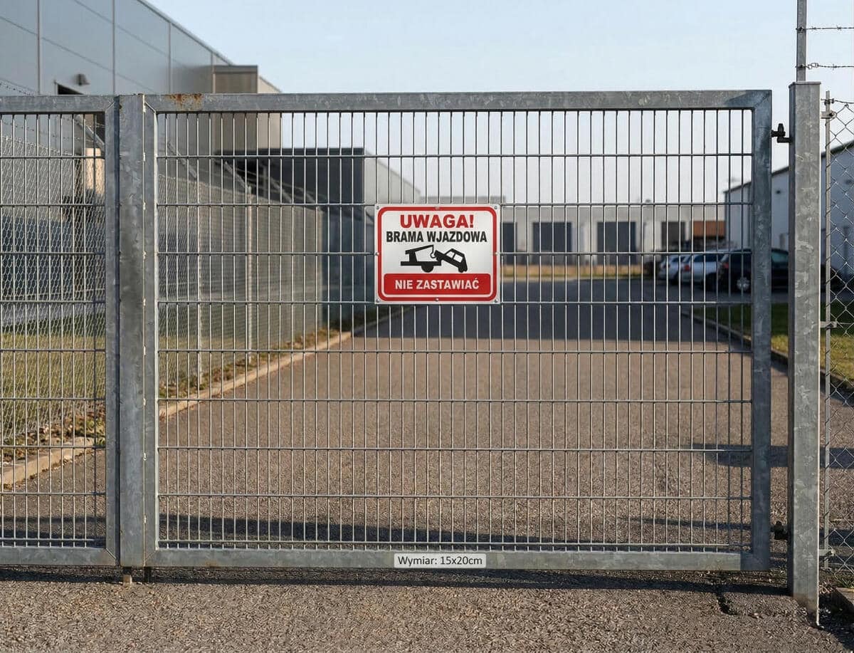 Tabliczka ostrzegawcza- UWAGA! Brama wjazdowa nie zastawiać 82404 - zdjęcie 2