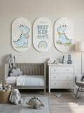 Pastelowe Obrazy Dziecięce- Niebieskie Dinozaury | Zestaw dekoracji do pokoju chłopca 96004 - miniaturka 7