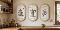Zestaw 3 obrazów w kształcie elipsy- kawa w stylu retro | Owalne obrazy do kuchni 51101 - miniaturka 3