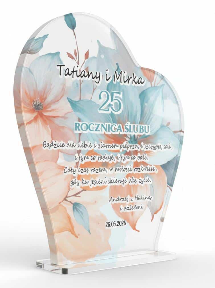 Prezent na rocznicę ślubu- Statuetka z życzeniami, imionami i datą 82384