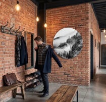 Obraz okrągły – Mglisty Las i Góry | Czarno-biały krajobraz Koło 82416 - miniaturka 4