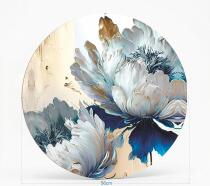 Nowoczesny Obraz na ścianę Koło- Kwiaty w odcieniach błękitu i złota Glamour 82420 - miniaturka 2