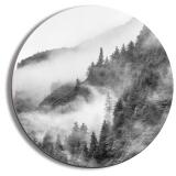 Obraz okrągły – Mglisty Las i Góry | Czarno-biały krajobraz Koło 82416 - miniaturka 1