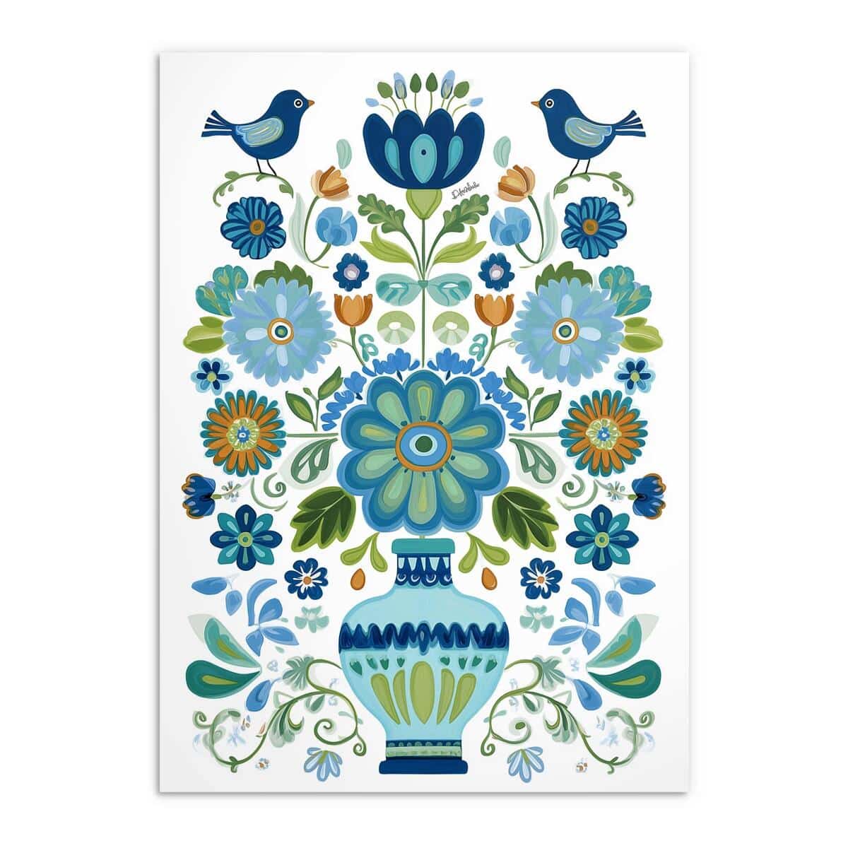 Niebieski Plakat w stylu ludowym | Obraz na ścianę do wnętrz w stylu rustykalnym 82431 - zdjęcie 7