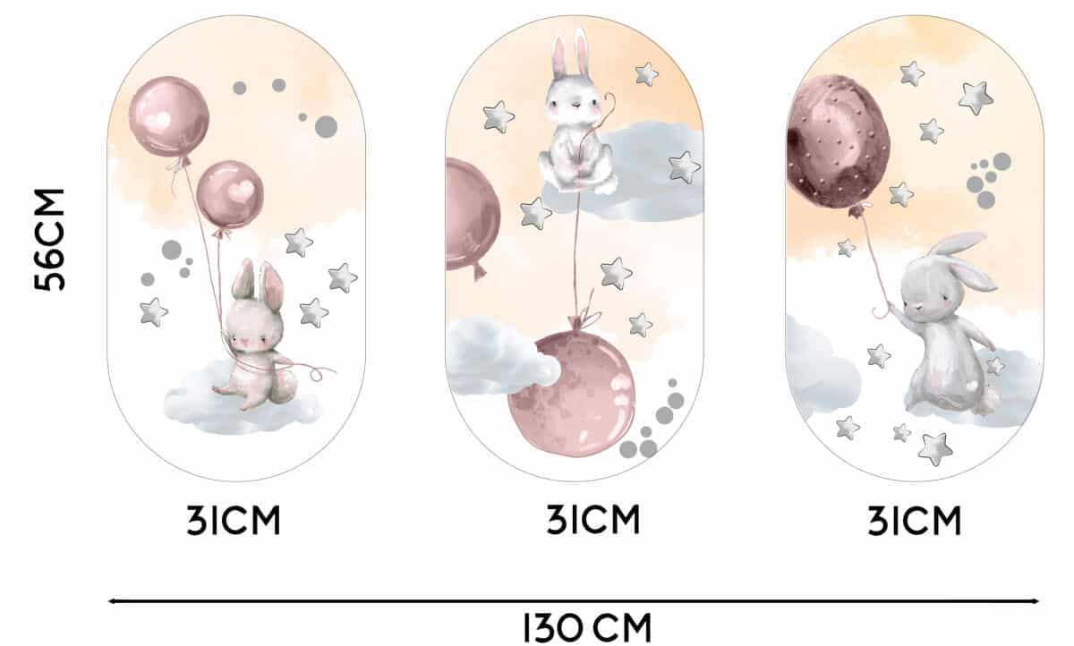Urocze Obrazy Elipsy z Króliczkami | Różowa ozdoba na ścianę do pokoju dziewczynki 42217 - zdjęcie 3