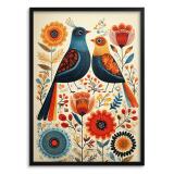Nowoczesny Obraz z motywem ptaków – Folk Art | Nowoczesny folklor i etno design 82434 - miniaturka 1
