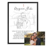 Prezent na 1 Rocznicę Ślubu | Plakat ze zdjęcia w stylu Line Art  82463-1 - miniaturka 1