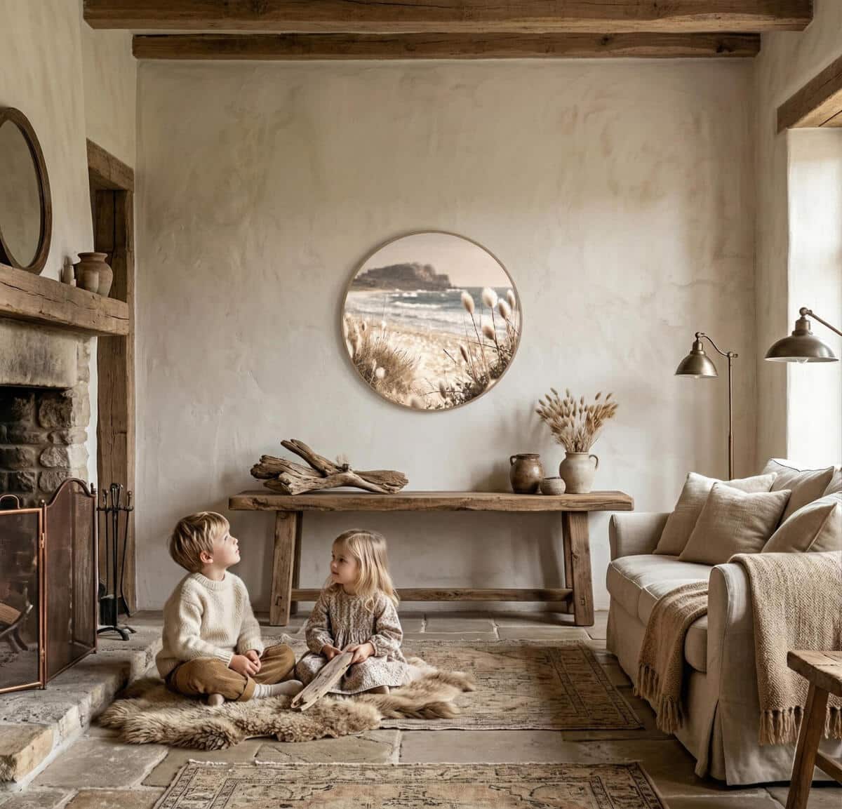 Dekoracyjne koło na ścianę – Plaża i morze | Okrągły Obraz na ścianę boho coastal 82421 - zdjęcie 4