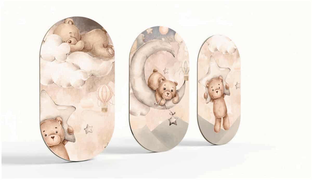 Bajkowe Obrazy do pokoju dziecięcego- Beżowe Misie 42216 - zdjęcie 2