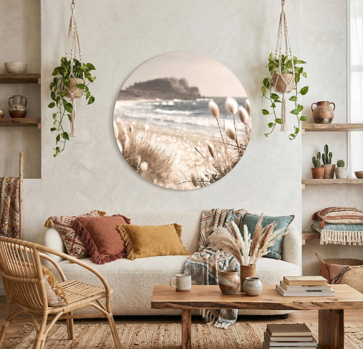 Dekoracyjne koło na ścianę – Plaża i morze | Okrągły Obraz na ścianę boho coastal 82421 - zdjęcie 5