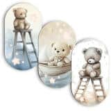 Akwarelowe Misie - Komplet 3 Owalnych Obrazów do pokoju dziecka, niemowlaka 42215 - miniaturka 1