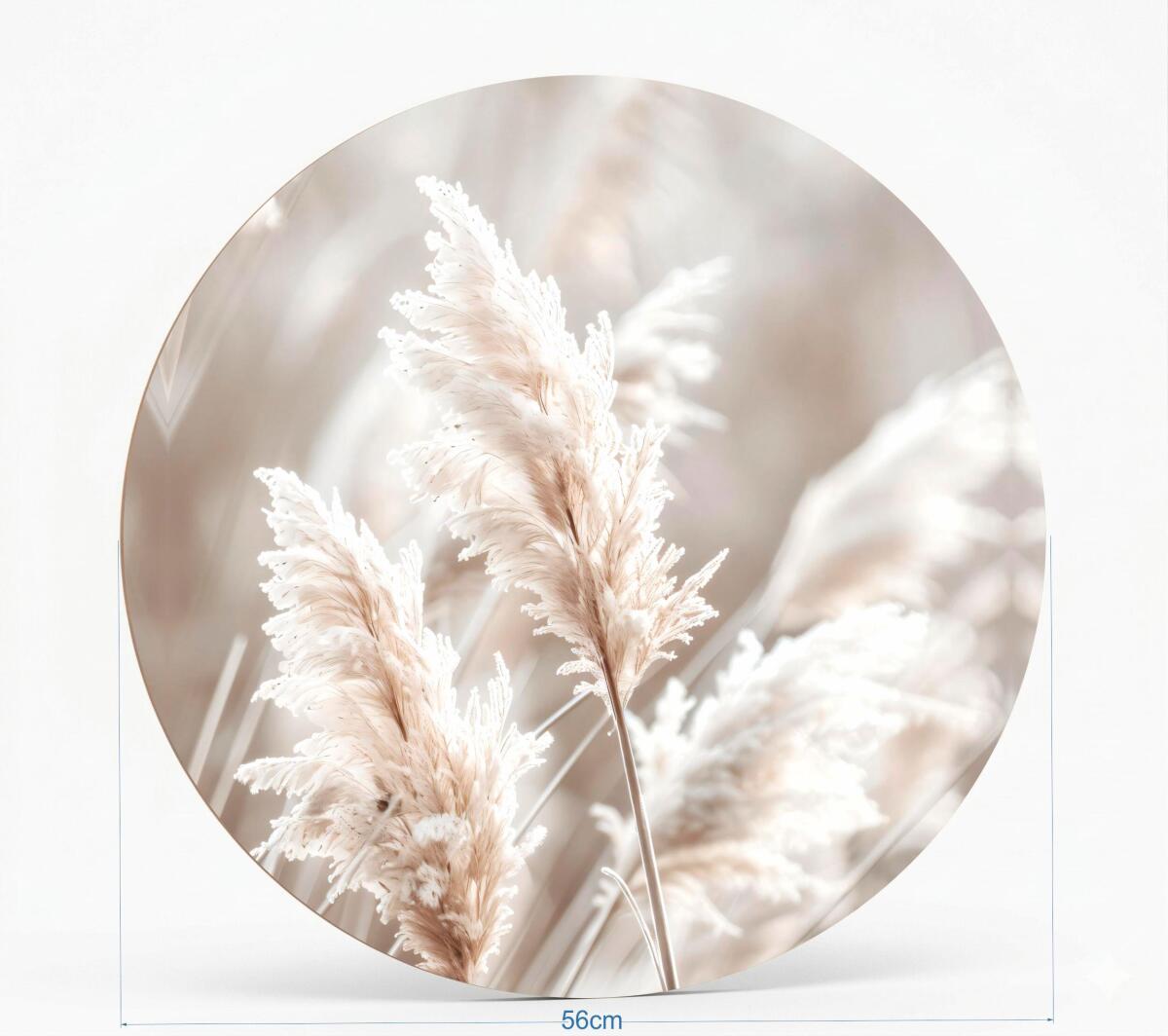 Okrągły Obraz Boho – Trawa Pampasowa | Beżowa dekoracja ścienna do salonu i sypialni 82415 - zdjęcie 4